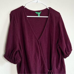 Dip Plum Sweater Wrap Top